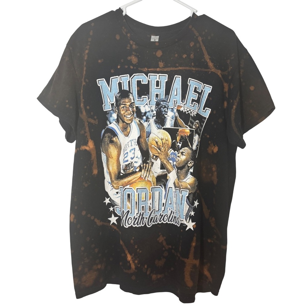 Michael Jordan | North Carolina Custom Bleached Basketball Graphic Tee Tshirt